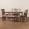 Baxton Studio Minette Modern and Contemporary Grey Fabric and Walnut Brown Finished Wood 6-Piece Dining Set 174-9879-10917-10520-Zoro - alternate 6